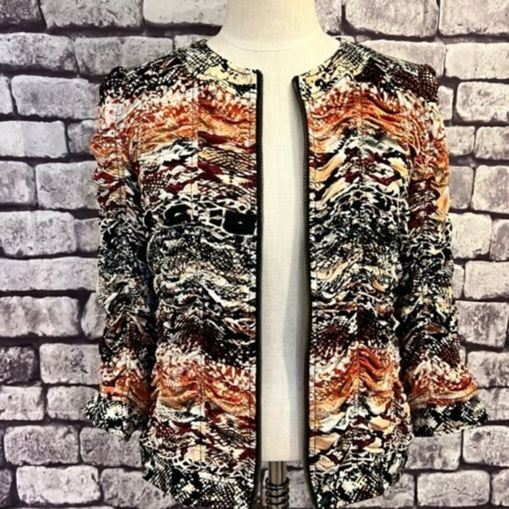 Chico's Multicolored Gathered & Pleated Jacket Size Small